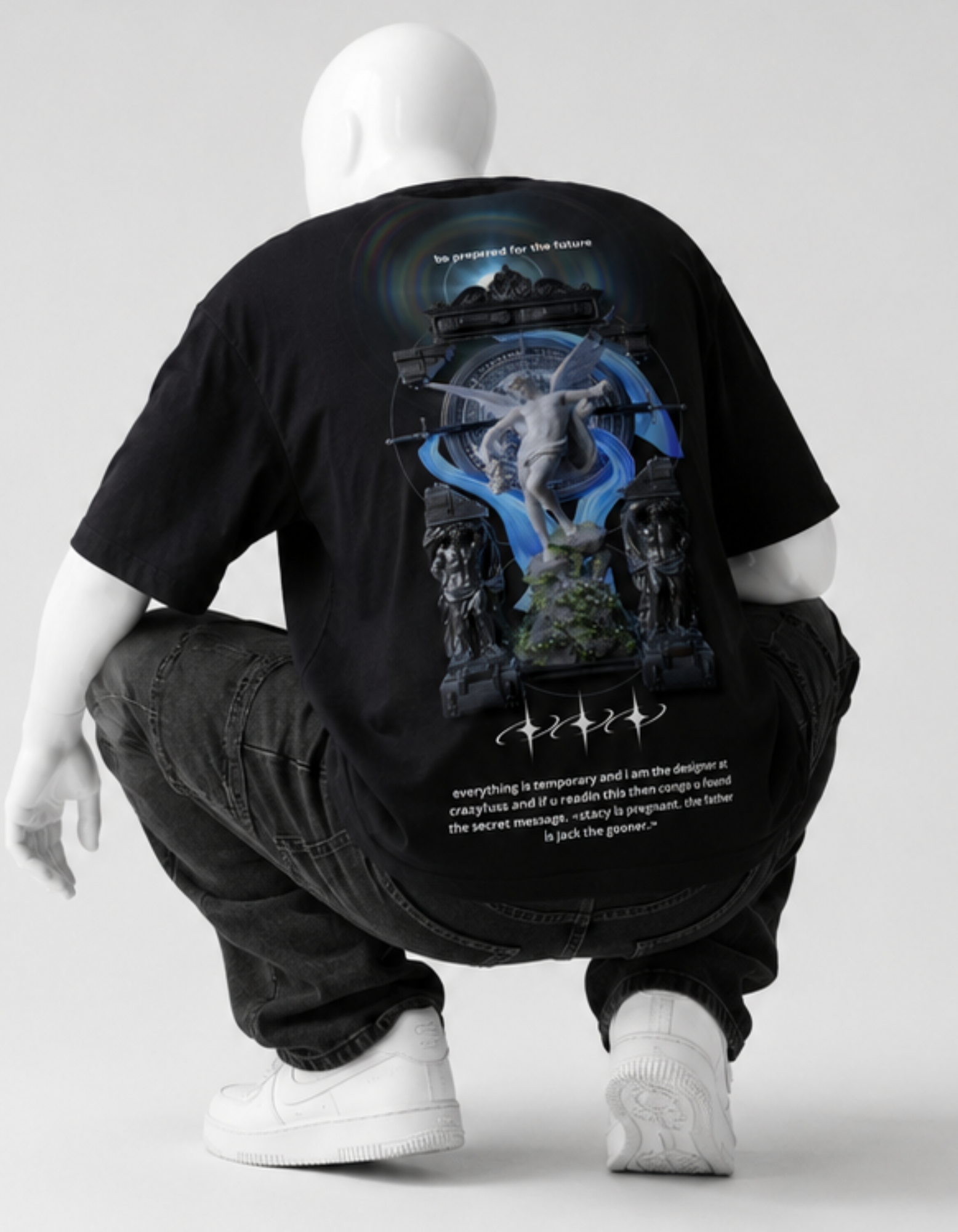 BLUE GLOOM CRAZYFUSS OVERSIZED COTTON T SHIRT MEN