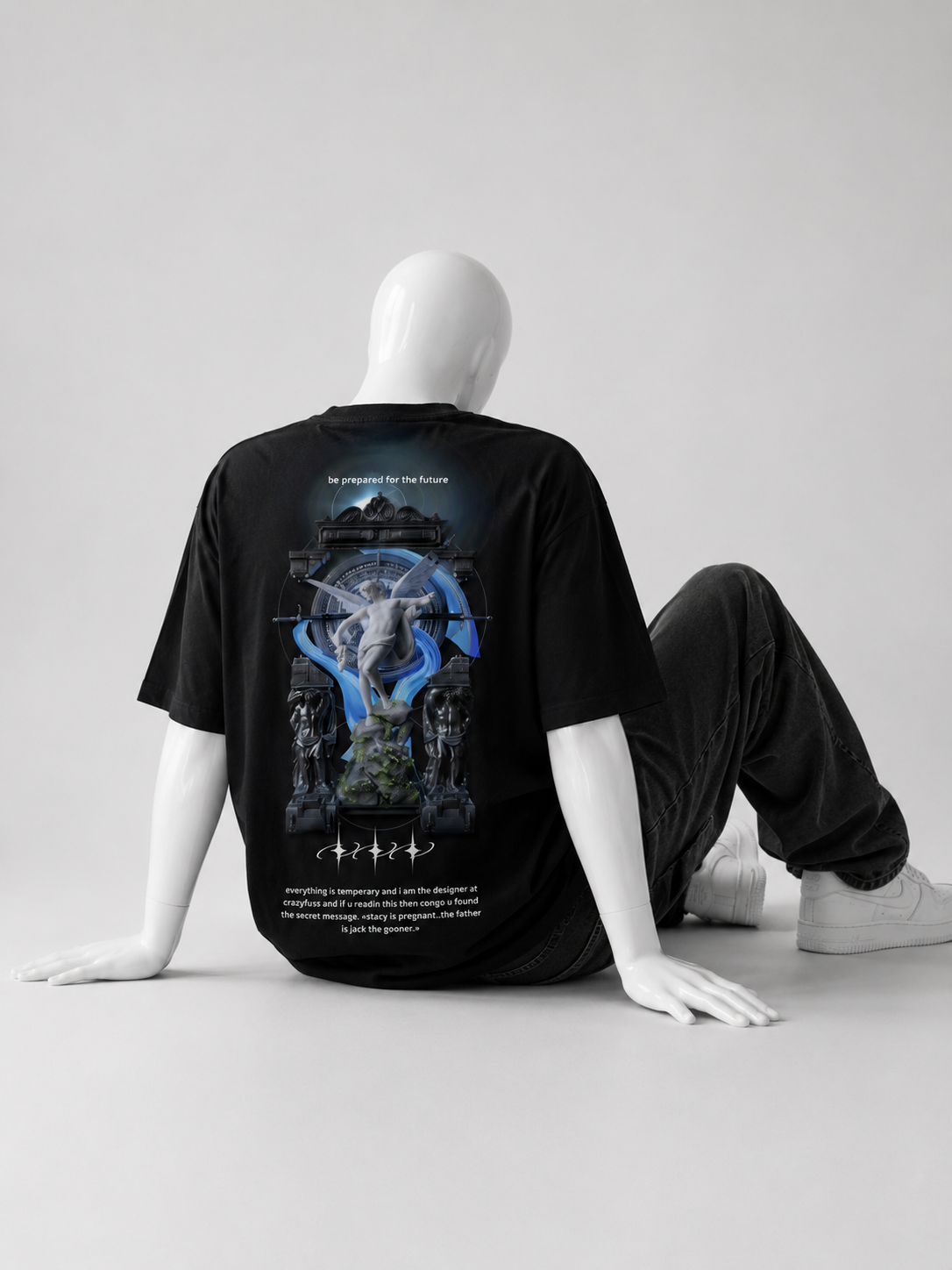BLUE GLOOM CRAZYFUSS OVERSIZED COTTON T SHIRT MEN