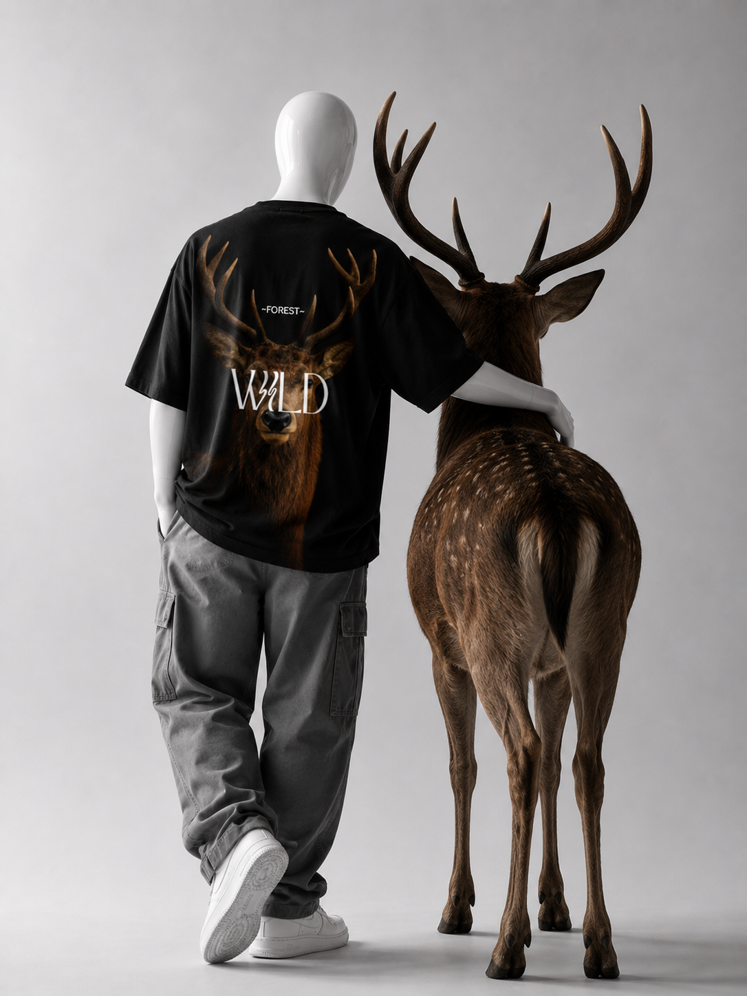 WILD DEER CRAZYFUSS OVERSIZED T SHIRT COTTON MEN — alternate view