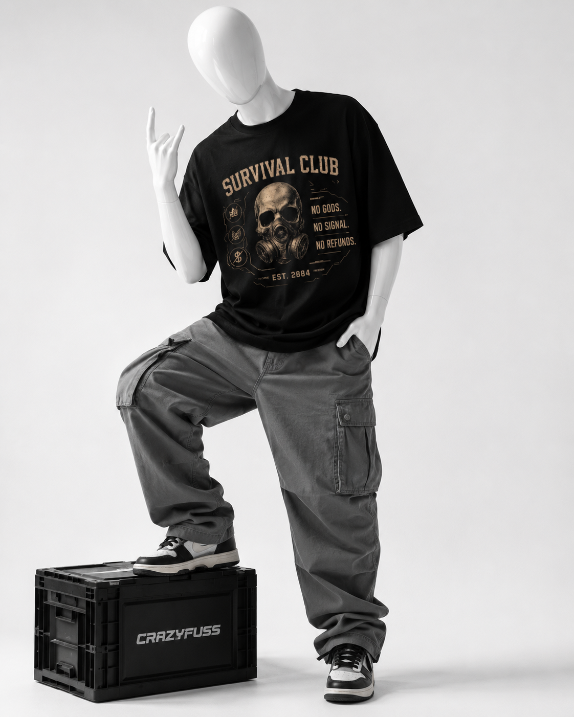 SURVIVAL CLUB CRAZZYFUSS OVERSIZED  COTTON T-SHIRT — alternate view